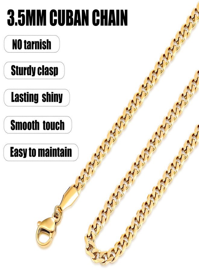 Fiusem 14k Gold Plated Anklet for Women, 3.5mm Stainless Steel Cuban link Chain Anklets for Women, Women's Anklets 10" - Image 5